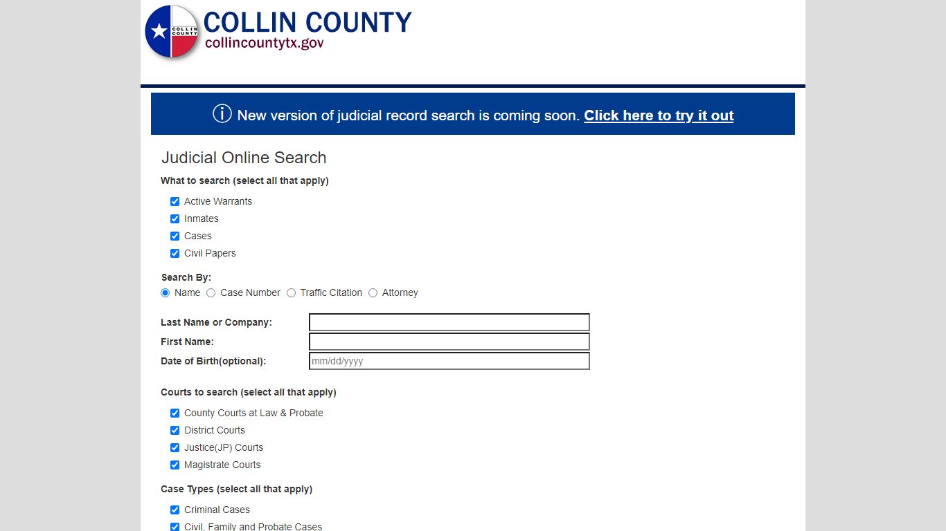 Judicial Online Search - collincountytx.gov